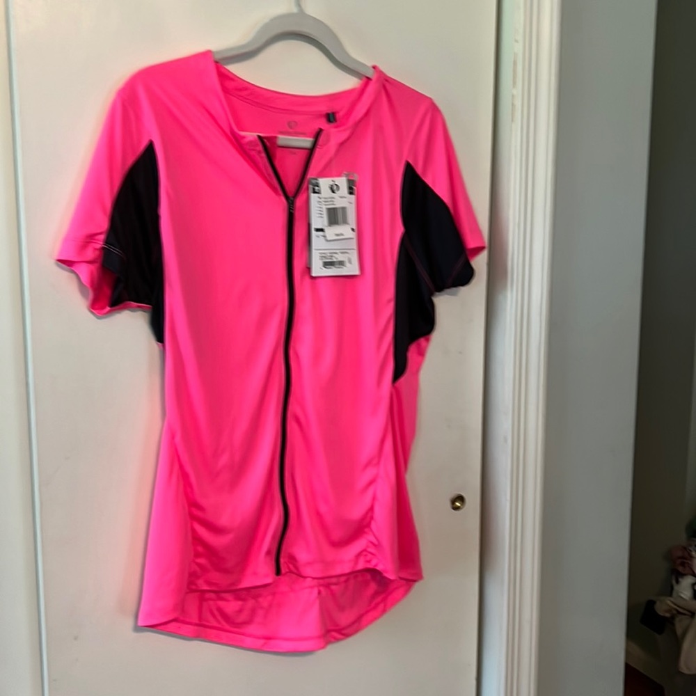 Pearl Izumi Hot Pink and Black Short Sleeve Cycling Jersey